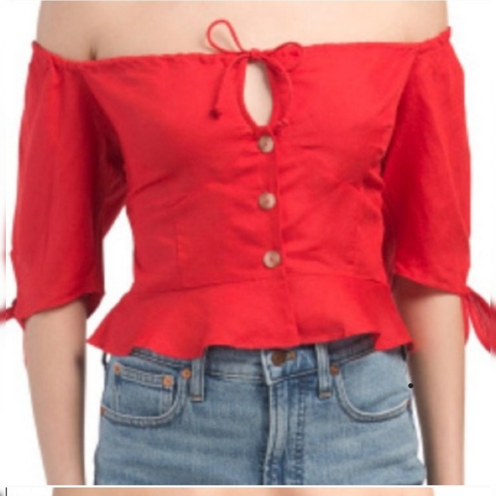 Red Carter Top -  Color-Red - Picture 8 of 9